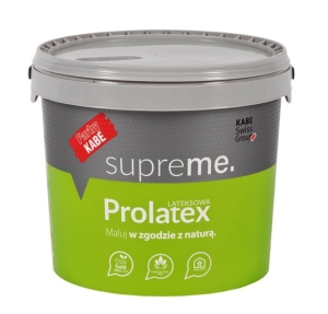 Farba lateksowa do ścian i sufitów PROLATEX  Kabe biała SUPREME 10l  baza A - matowa