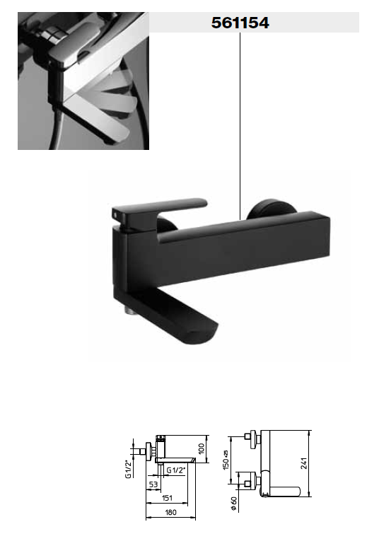Bateria wannowo-prysznicowa Palazzani MIS Black Mat