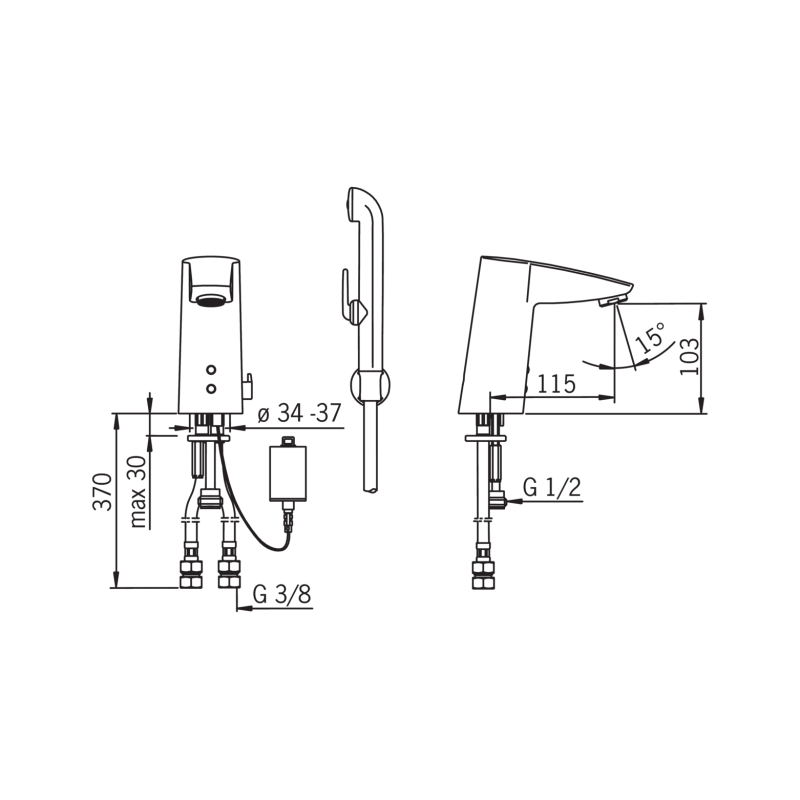 bateria bezdotykowa z rączką prysznicową Oras Cubista 2816FZ