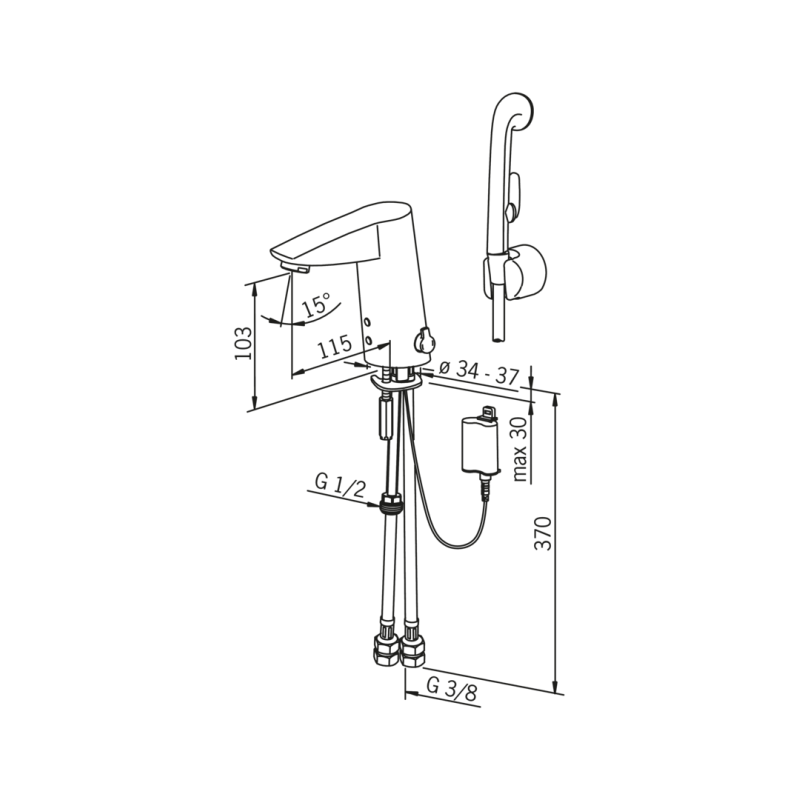 bateria bezdotykowa z rączką prysznicową Oras Cubista 2816FZ