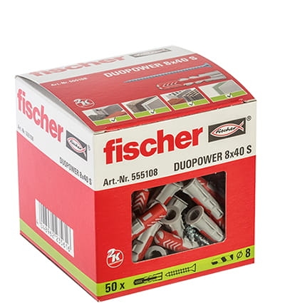 Kołek z wkrętem Fischer DUOPOWER 8 x 40 S Nr art. 555108