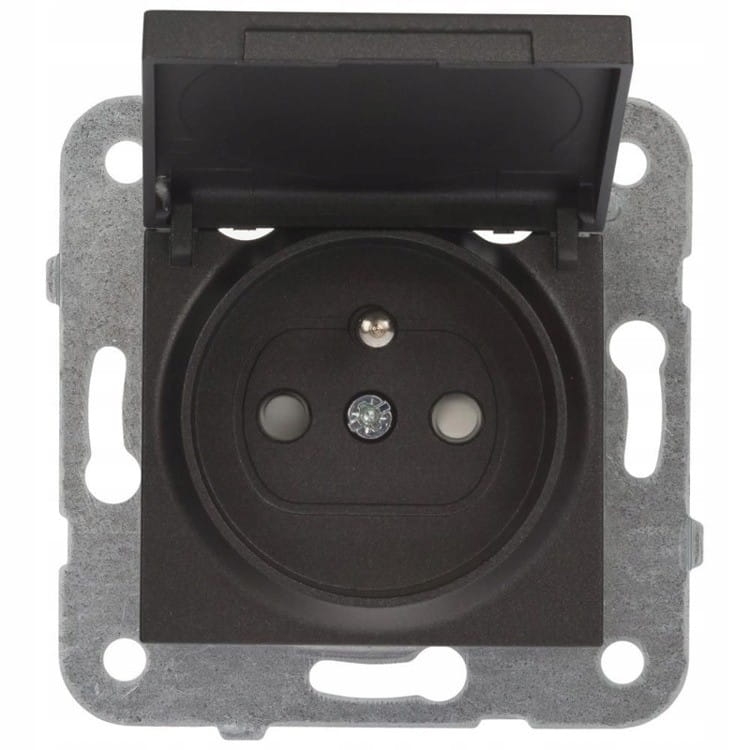 Gniazdo z uziemieniem z klapką z przesłonami styków Viko Panasonic Novella czarny