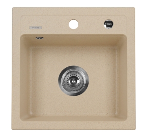Zlewozmywak granitowy Deante Zorba z baterią 1-komorowy piasek