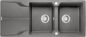 Deante Andante Zlewozmywak granitowy 2-komorowy z ociekaczem - antracyt
