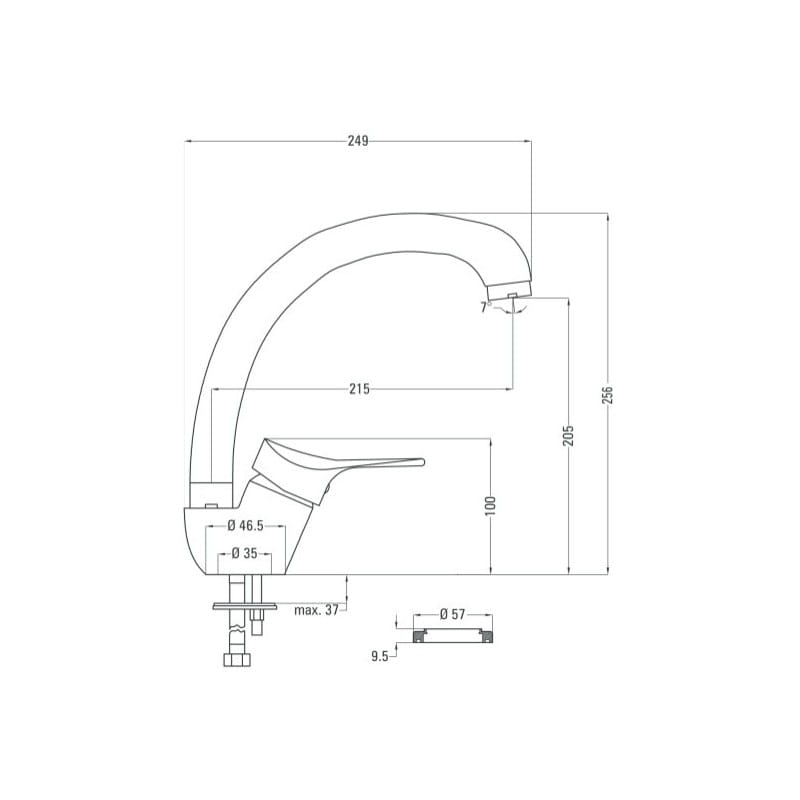 Komplet-Deante-Stock-zlewozmywak-stalowy-1-komorowy-z-krótkim-ociekaczem-bateria- zlewozmywakowa-stojąca-ZSTA011C-rys.tech.-1