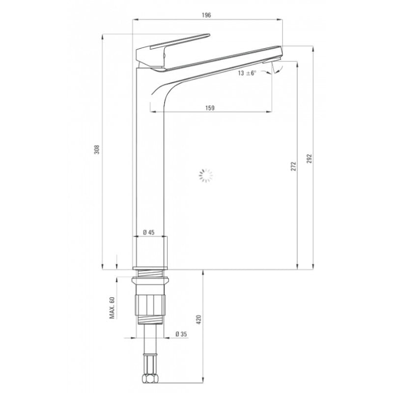 Bateria-umywalkowa-Deante-Jasmin-Nero-stojąca- z-podwyższonym-korpusem- bez-zamknięcia- odpływu-BGJN20K-rys.tech