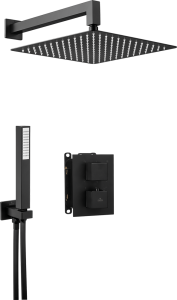 Deante Box Komplet z boxem podtynkowym termostatycznym kwadratowy Nero