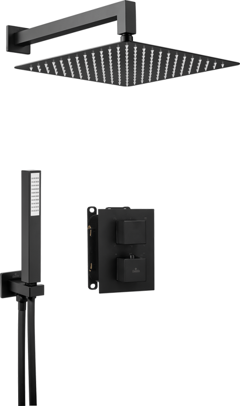Deante Box Komplet z boxem podtynkowym termostatycznym kwadratowy Nero