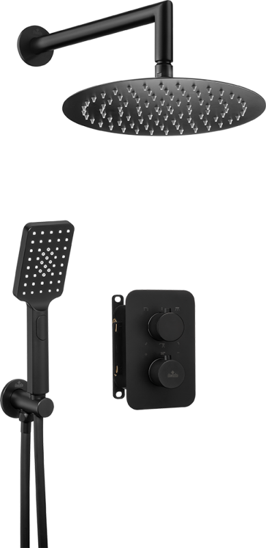 Deante Box Komplet z boxem podtynkowym termostatycznym okrągły Nero