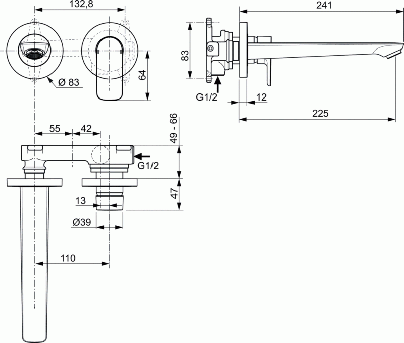 Bateria umywalkowa ścienna chrom Ideal Standard Connect Air A7009AA