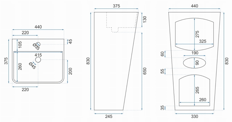 Umywalka wolnostojąca Rea Aris