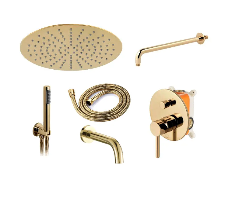 Zestaw natryskowo wannowy z wylewką Rea Lungo Light Gold