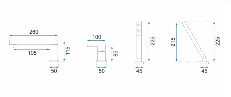 Bateria wannowa trzyczęściowa Rea Glen black