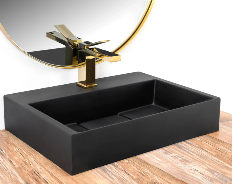 Umywalka konglomeratowa nablatowa Rea Goya black mat