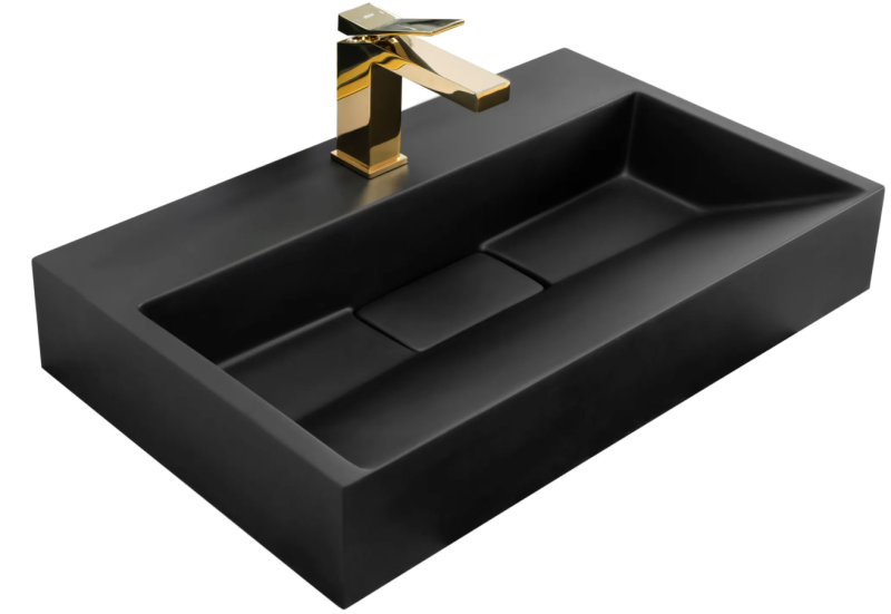 Umywalka konglomeratowa nablatowa Rea Goya 60 black mat
