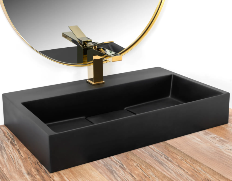 Umywalka konglomeratowa nablatowa Rea Goya 60 black mat