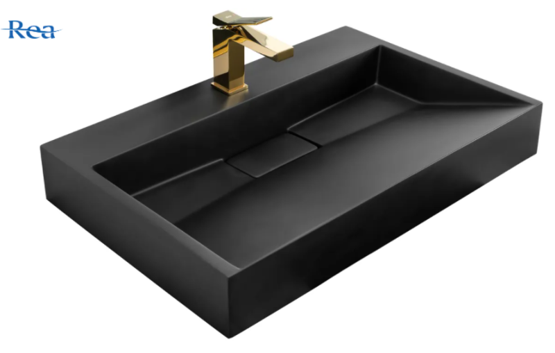 Umywalka konglomeratowa nablatowa Rea Goya 70 black mat