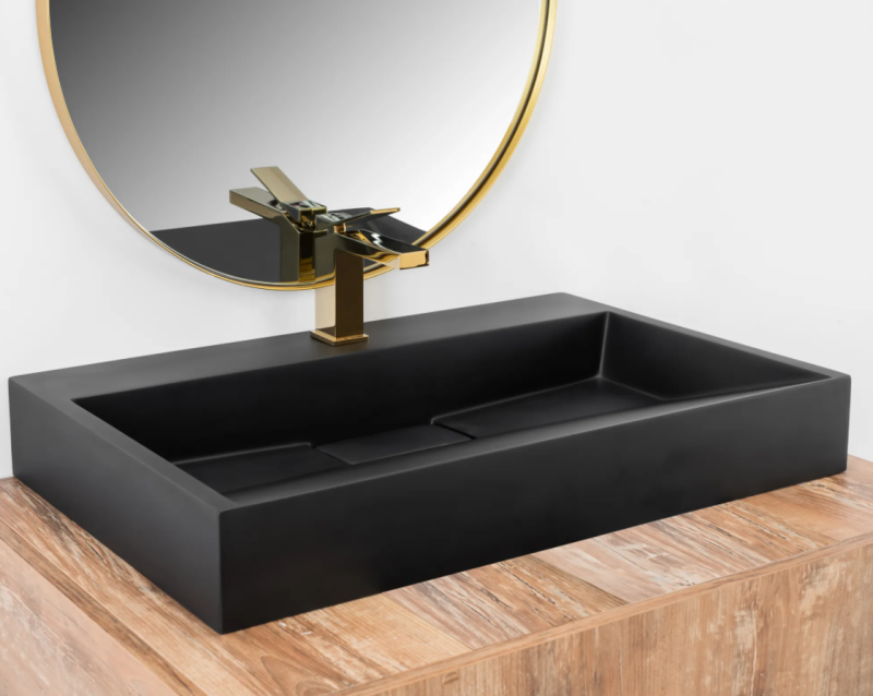 Umywalka konglomeratowa nablatowa Rea Goya 70 black mat
