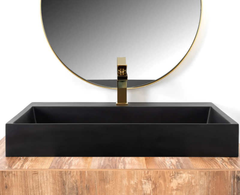 Umywalka konglomeratowa nablatowa Rea Goya 70 black mat