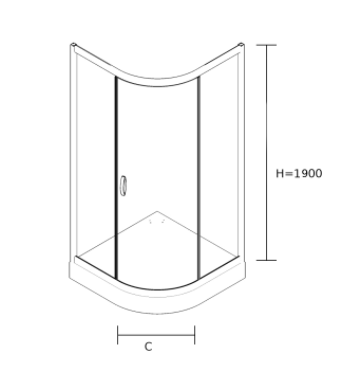 Kabina prysznicowa czarna półokrągła jednoskrzydłowa Sea-Horse Stylio 80x80 - szkło przezroczyste