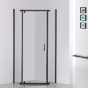 Kabina prysznicowa czarna pentagonalna Sea-Horse Stylio 90x90x190 - szkło transparentne