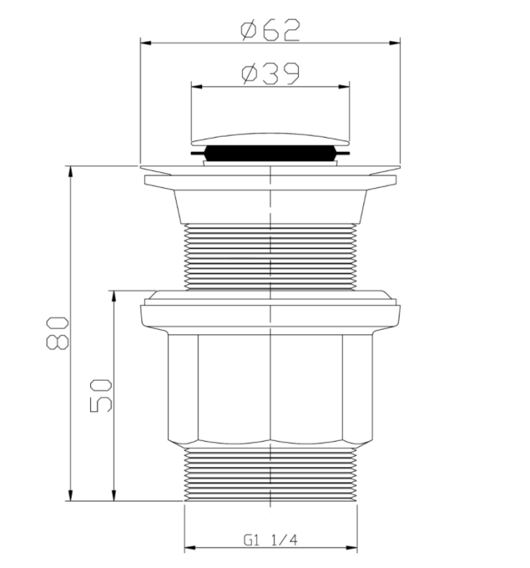 Korek klik-klak 1 1/4" mały z przelewem ABS