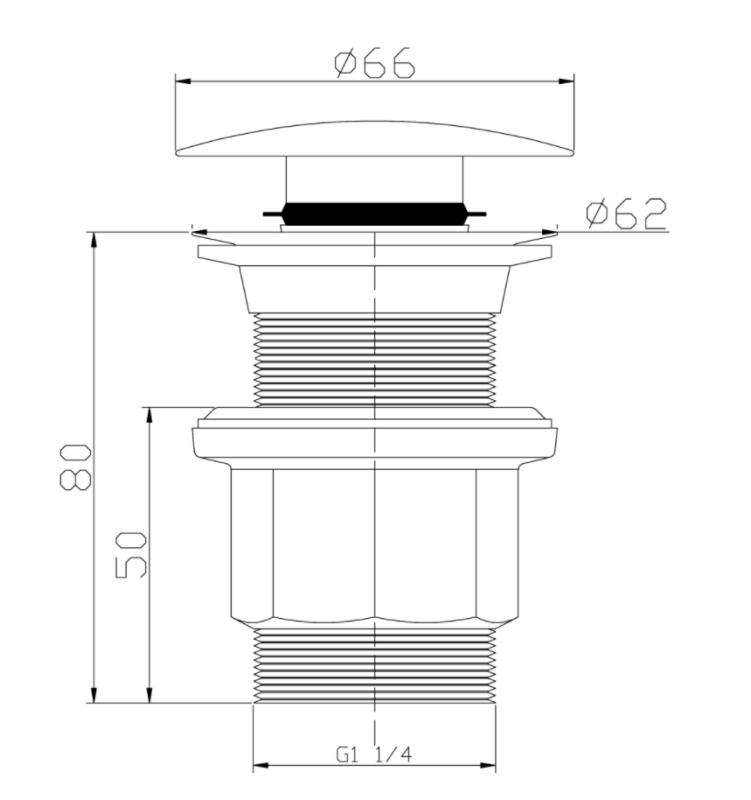 Korek klik-klak 1 1/4" duży z przelewem ABS
