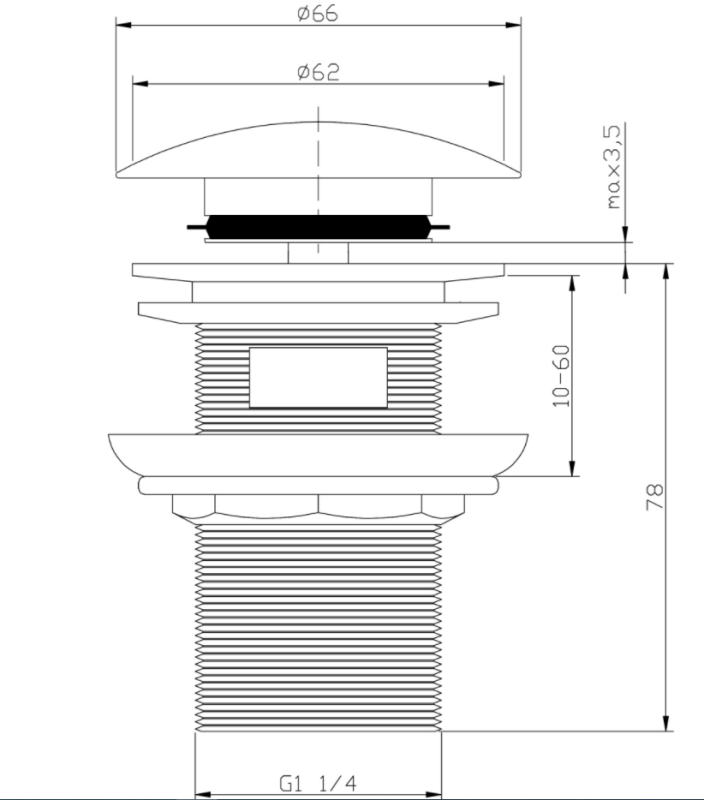 Korek klik-klak 1 1/4" duży