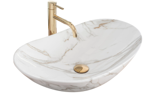 Umywalka nablatowa Rea Royal 60 Shiny Aiax Marmur - dodatkowo 5% rabatu na kod REA5