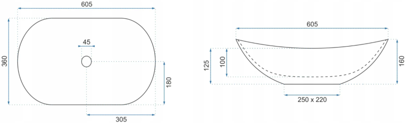 Umywalka nablatowa Rea Royal 60 Granit