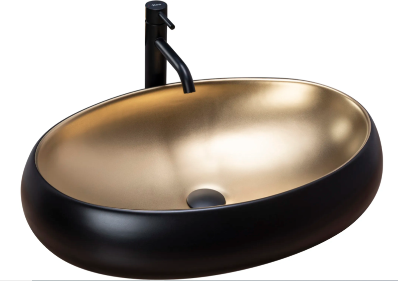 Umywalka nablatowa Rea Melania Black Gold