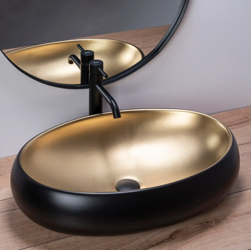 Umywalka nablatowa Rea Melania Black Gold