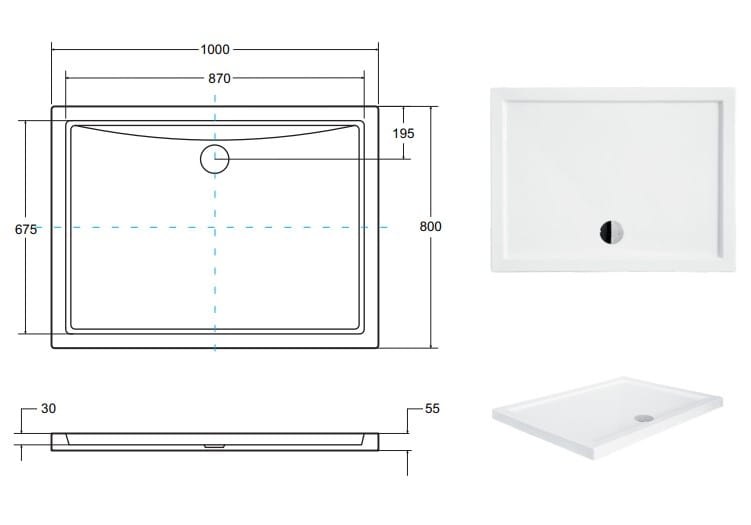 Brodzik Alpina Slimline 100 x 80