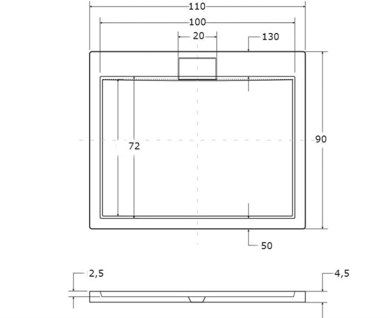 Brodzik Axim 110 x 90