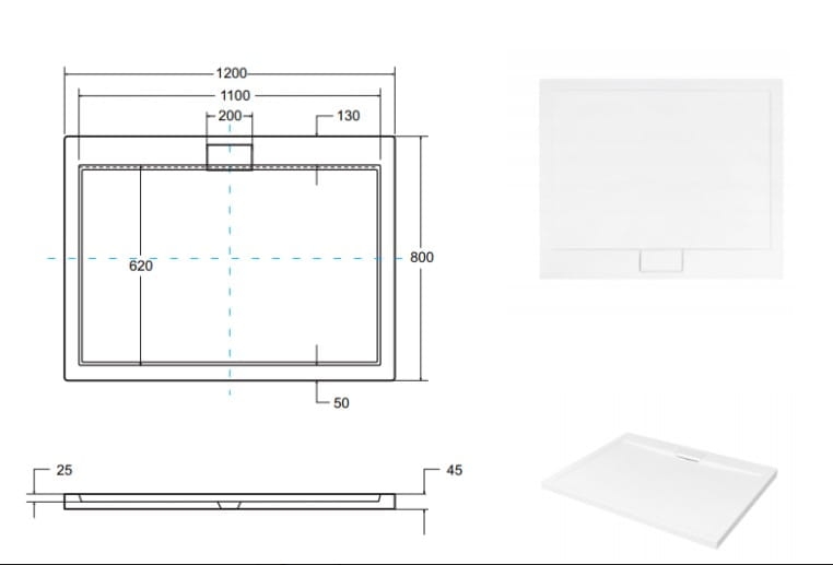 Brodzik Axim 120 x 80