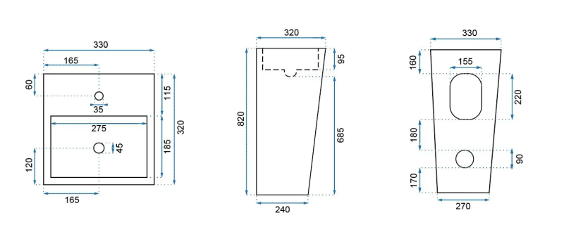 Umywalka wolnostojąca Rea Kamila Black