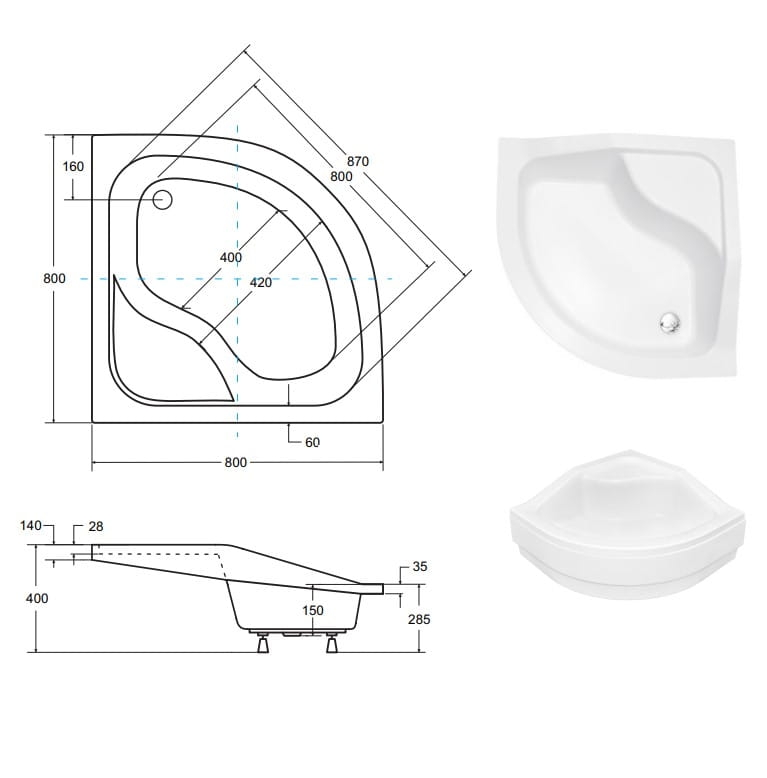 Brodzik Oliver I 80 x 80