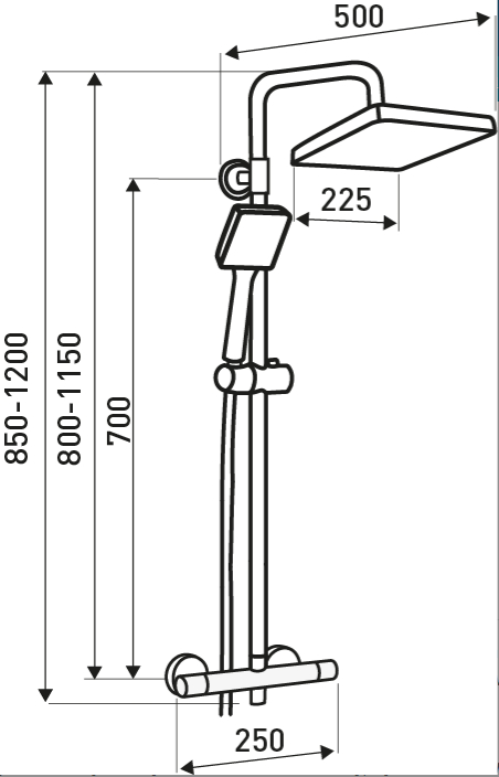 Zestaw natryskowy Loge Vesuvio BL z baterią termostatyczną