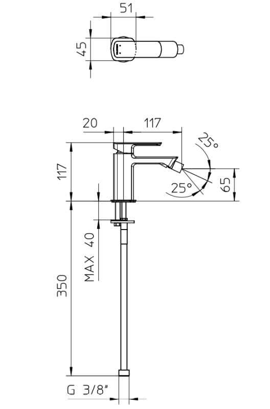 Bateria bidetowa Palazzani MIS Black Mat 56401138