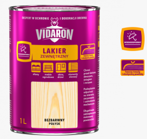 Lakier zewnętrzny bezbarwny do drewna połysk 0,2l VIDARON