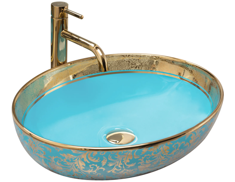 Umywalka nablatowa Rea Margot Gold/Blue