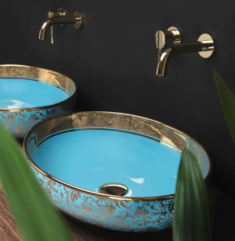 Umywalka nablatowa Rea Margot Gold/Blue