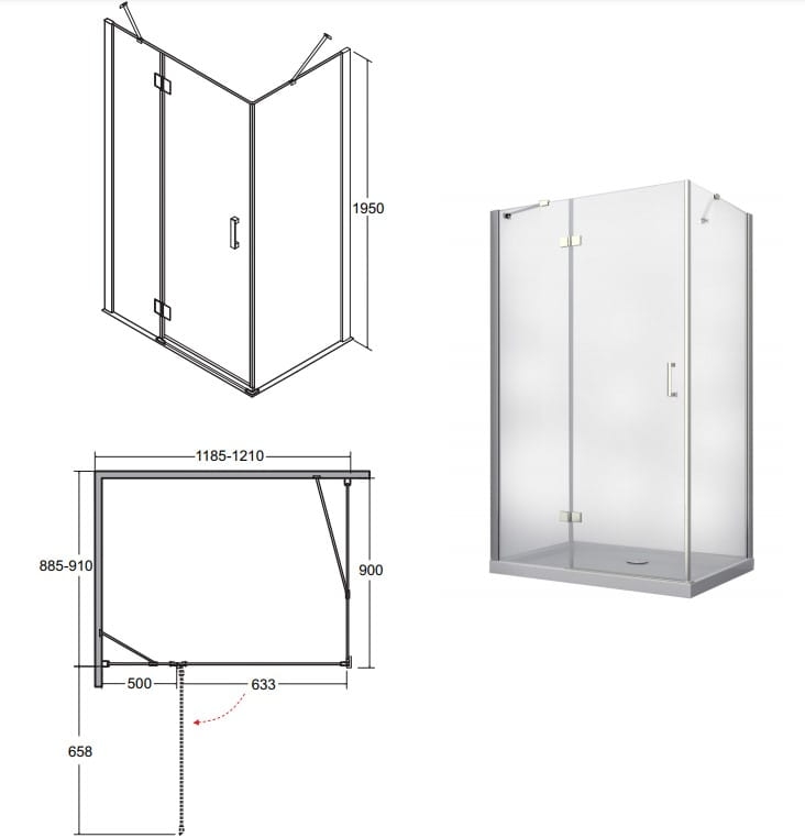 Kabina Viva 120x90 L