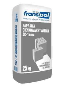 Zaprawa Franspol ZC-1 cienkowarstwowa biała 25kg 