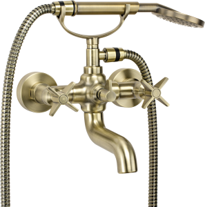 Bateria wannowa Deante Temisto z zestawem prysznicowym mosiądz