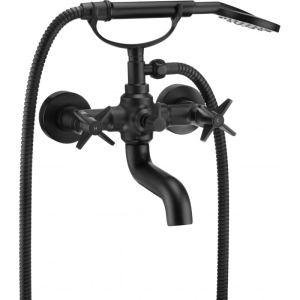 Bateria wannowa Deante Temisto Nero 4-otworowa z zestawem prysznicowym