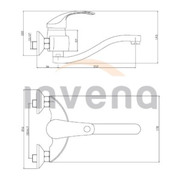 Bateria zlewozmywakowa ścienna Invena Nea chrom BC-83-001-W