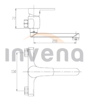 Bateria zlewozmywakowa ścienna Invena Verso chrom BC-82-001-C
