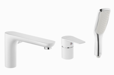 Bateria wannowa 3-otworowa Invena Dokos biały BW-19-S02-V