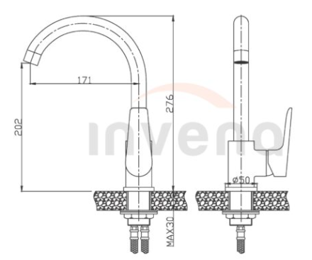 Bateria zlewozmywakowa z wylewką L Invena Dokos biały/chrom BZ-19-002-V